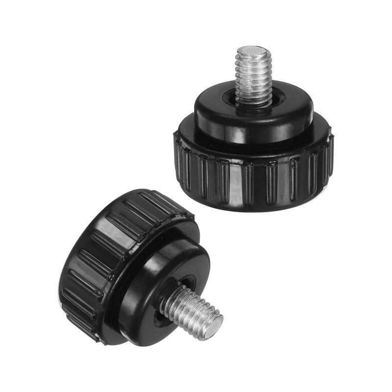 uxcell 12pcs Knurled Clamping Knobs M6 x 8mm Metric Zinc Plated Carbon Steel Male Thread Thumb Screw on Type 25mm Plastic Round Head Threaded Hand Bolt Stud Knobs Black - Image 3